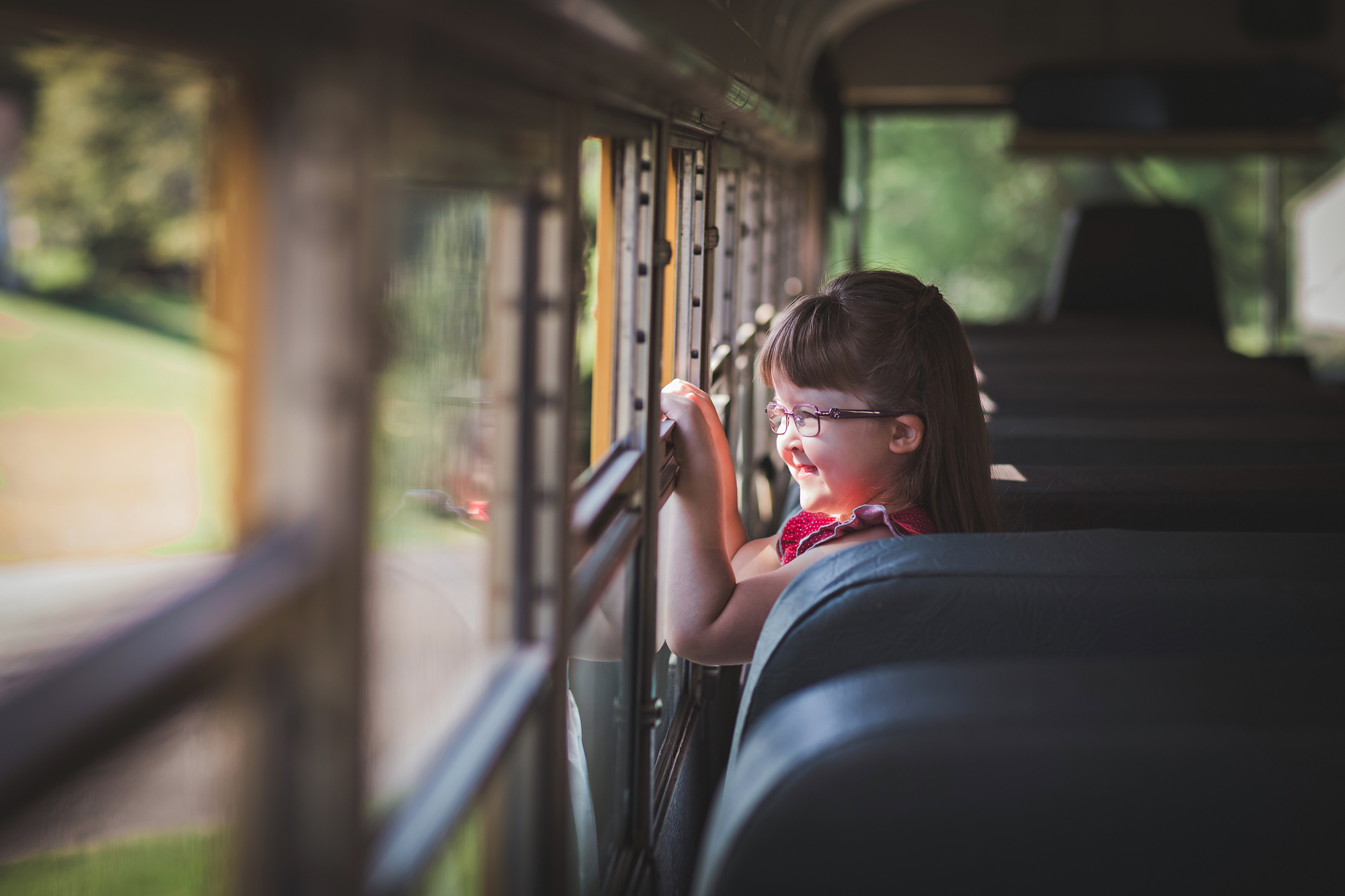 back to school photos on a school bus