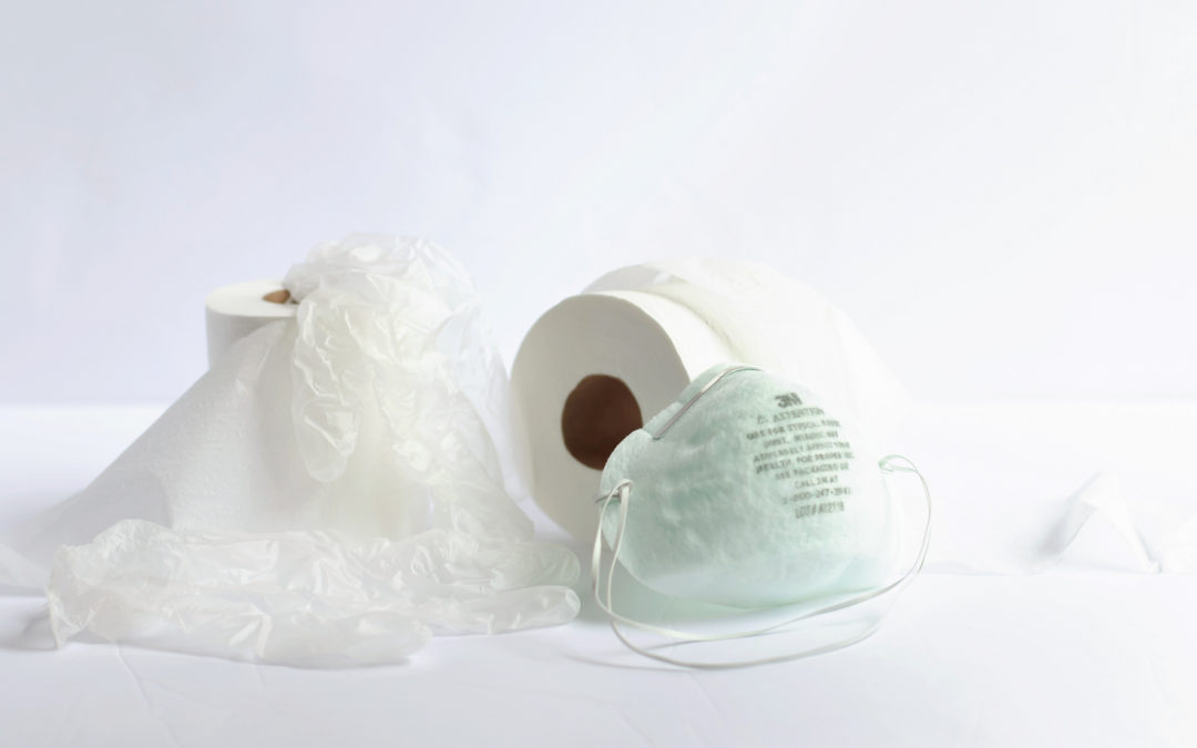 kristina rose photography coronavirus photo of toilet paper gloves and face mask